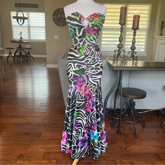 Vintage Y2K Cache Dress Size 2 Mermaid Evening Gown Prom Formal Floral Long Maxi - Picture 1 of 16